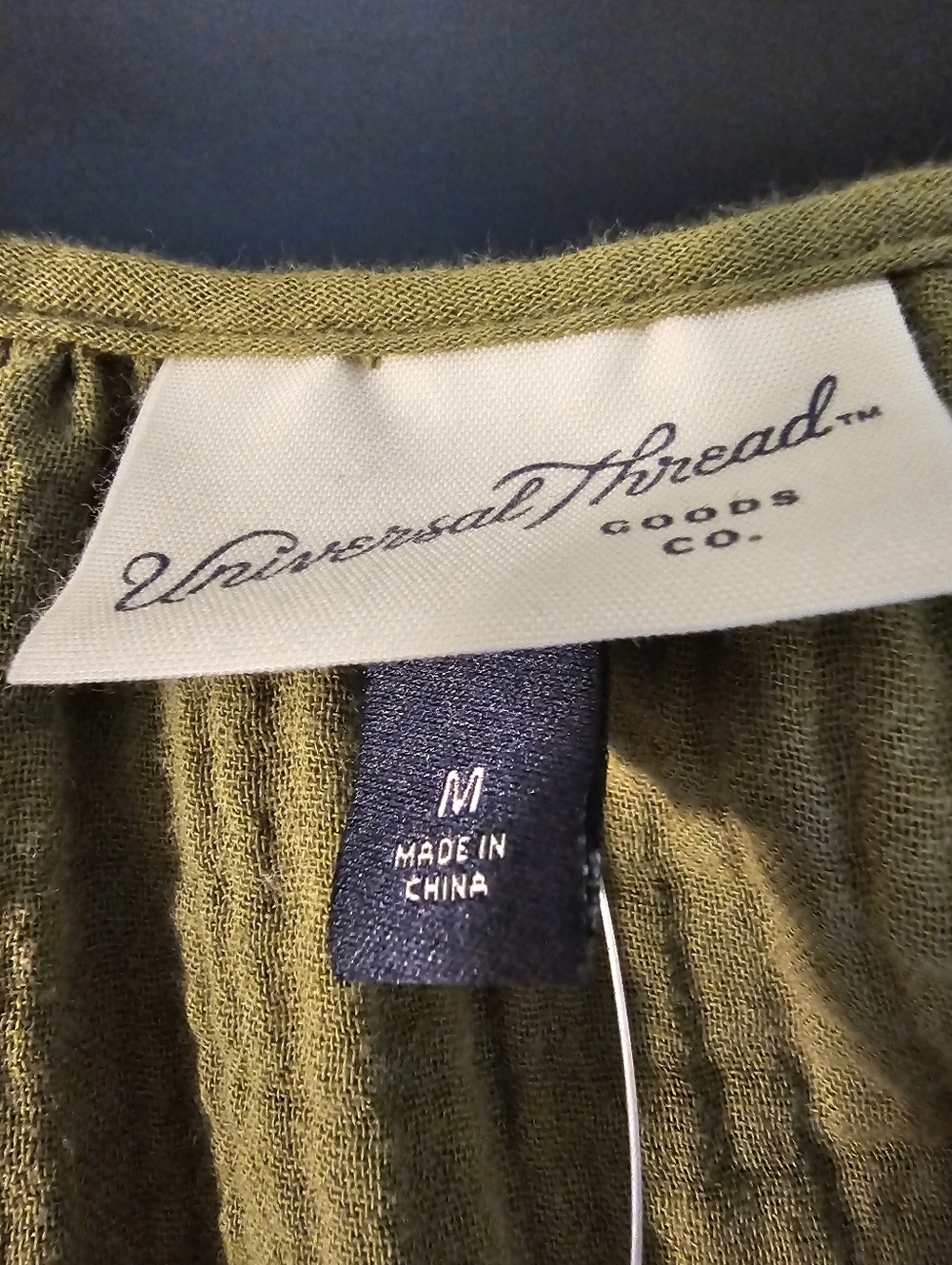 Universal Thread Olive Green Peasant Tunic with Tie Detail - Picture 3 of 3